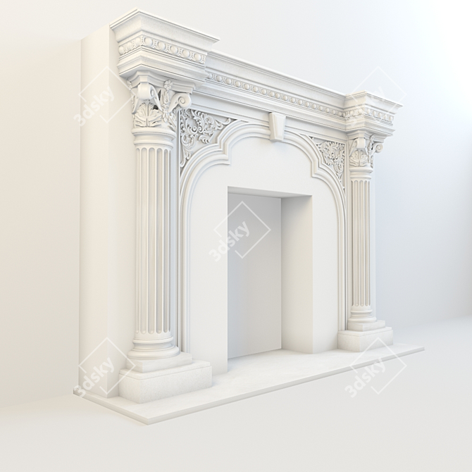 Cozy Flame: Russian-English Fireplace 3D model image 1
