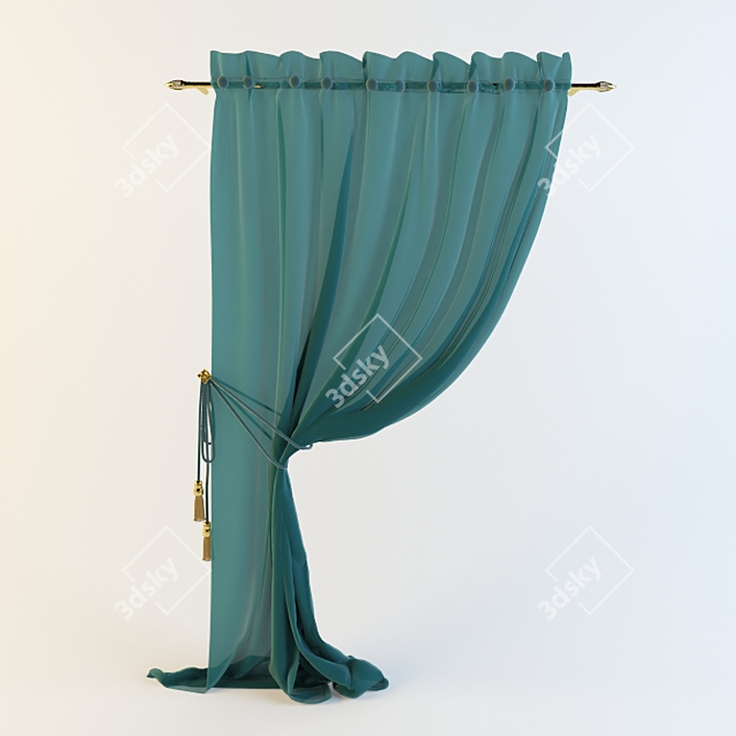Slat Curtain with Tieback 3D model image 1