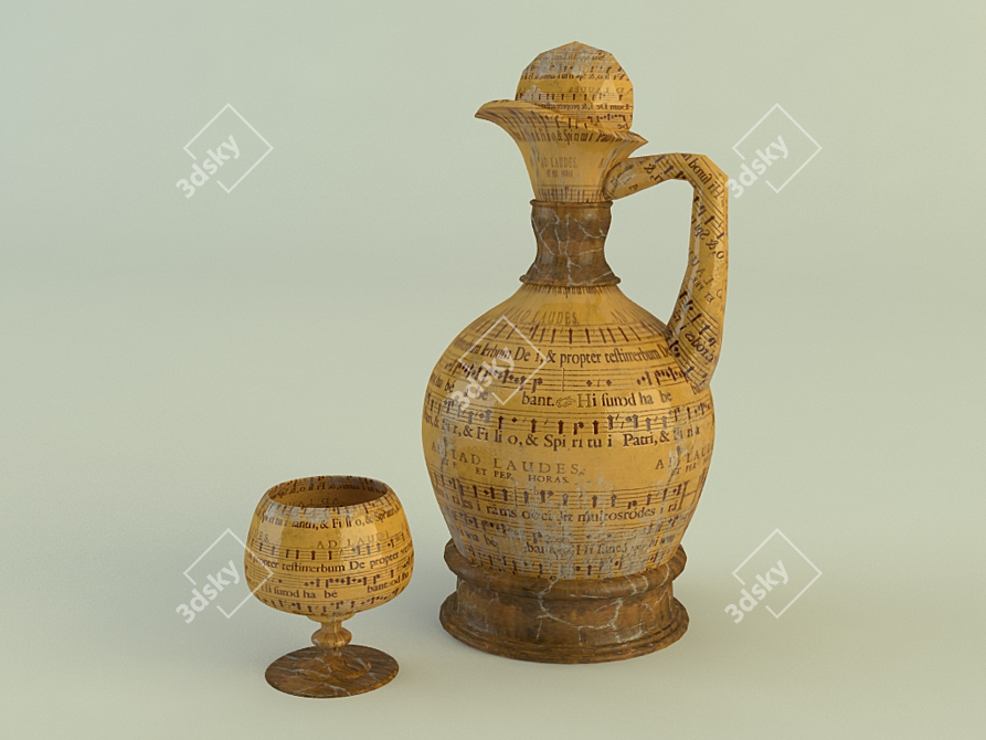 Ceramic Pitcher & Glass Set 3D model image 1