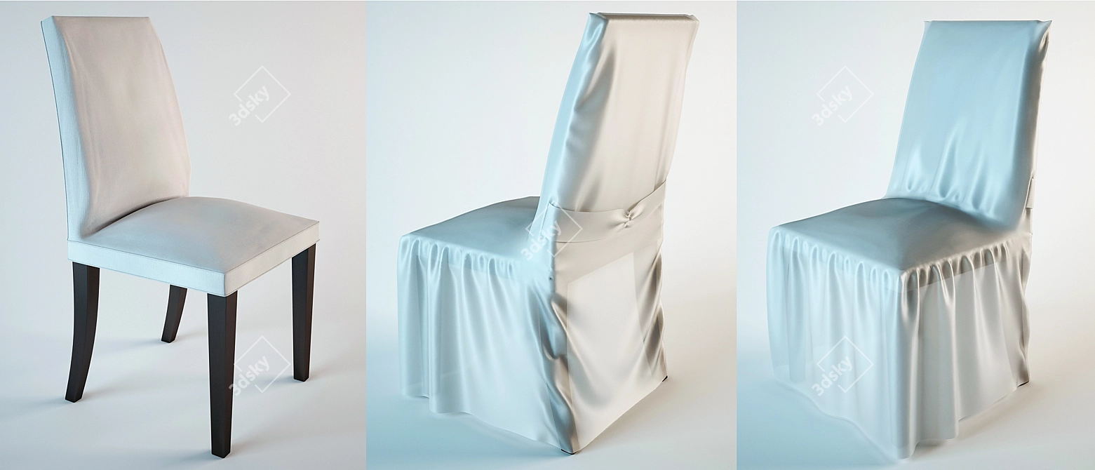 Linen Stool Cover: Wooden Legs & Textured Design 3D model image 1
