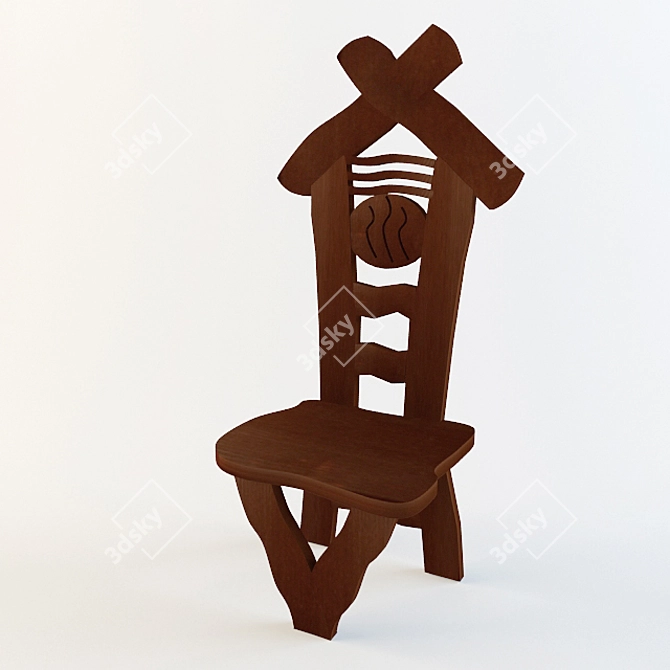 Rustic Country Chair 3D model image 1