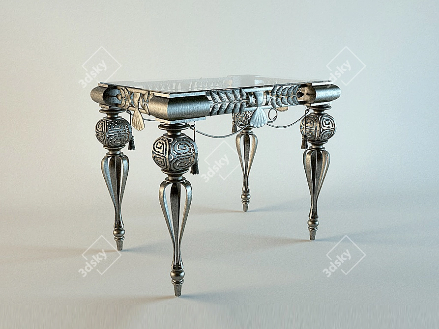Rugged Forged Iron Table 3D model image 1
