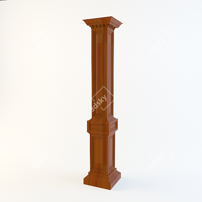Elegant Wood Column 3D model image 1