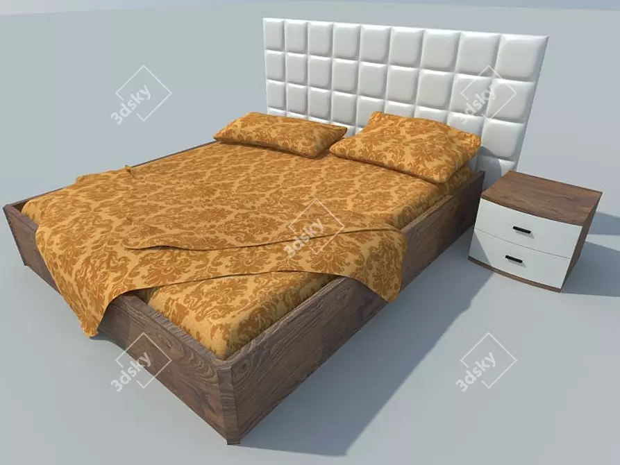 "Scale" Bed + Bedside Table Combo 3D model image 1