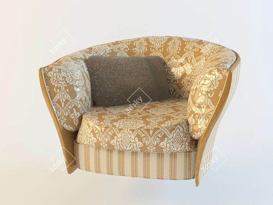 Elegant Velvet Armchair 3D model image 1