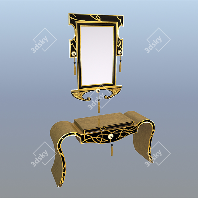 Art Deco Console and Mirror Set 3D model image 1
