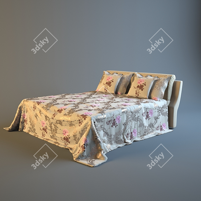 Bali Bed + Rebekah Cover: A Serene Escape 3D model image 1