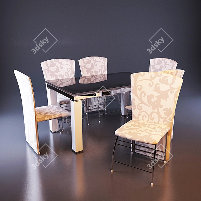 Modern Dining Set: Table & Chairs 3D model image 1