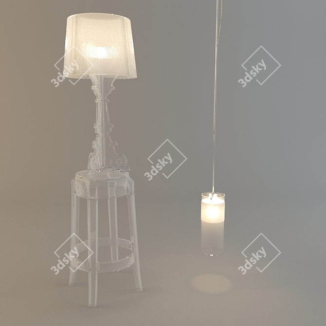 Kartell Trio: Stool, Lamp & Pendant 3D model image 1