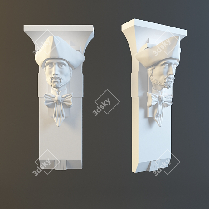 Elegant Male Head Bracket 3D model image 1