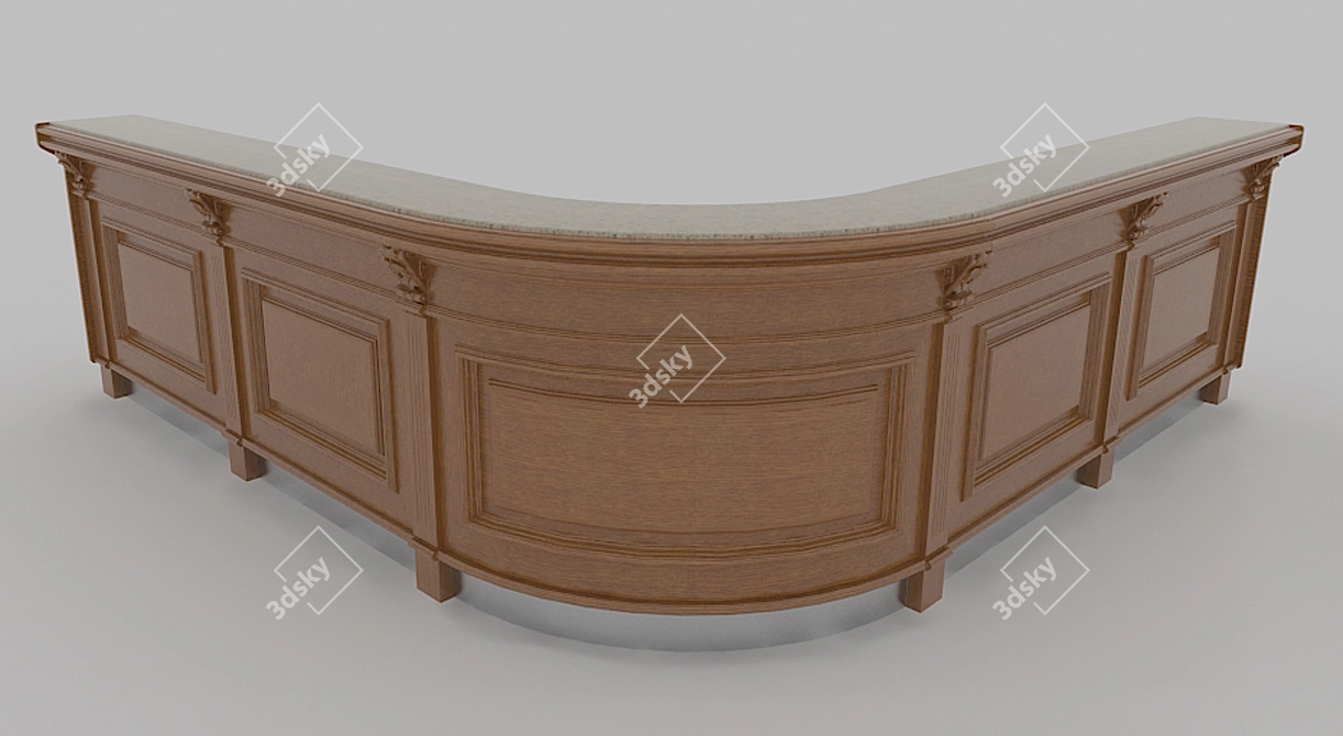 Classic Bourbon Bar Counter 3D model image 1