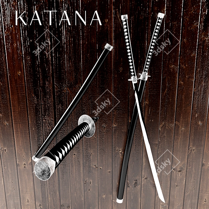 Authentic Handcrafted Katana Sword 3D model image 1