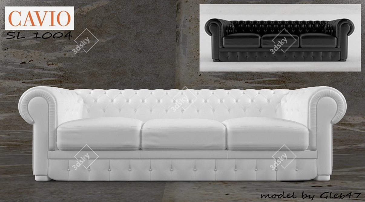 Elegant Three-Seater Sofa 3D model image 1