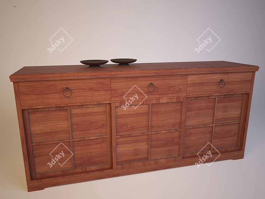 Carrara 3-Door Sliding Dresser 3D model image 1