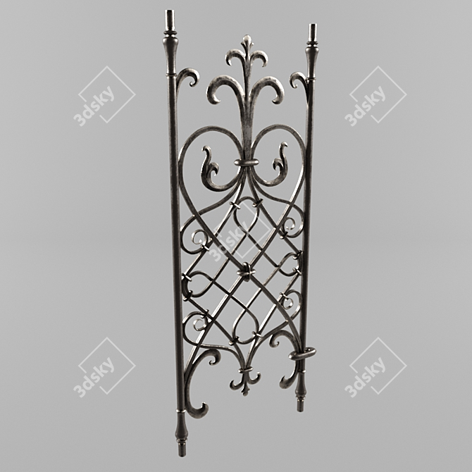 Elegant Forged Fence Element 3D model image 1