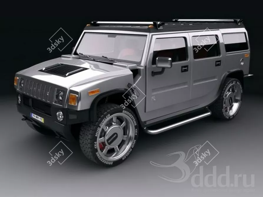 Powerful Hummer H2 with Stylish Vray Package 3D model image 1