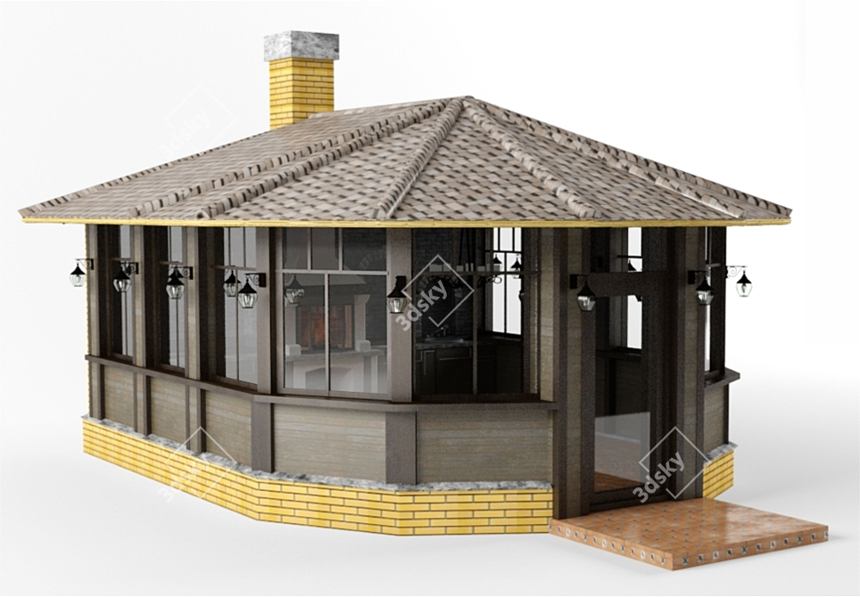 Custom Fireplace Pergola 3D model image 1