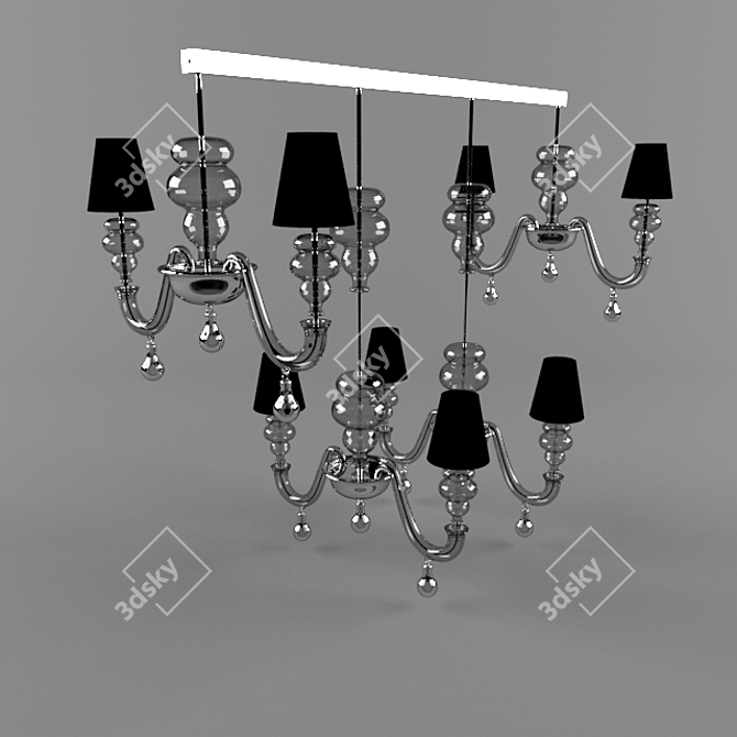 Elegant Murano Glass Chandelier 3D model image 1