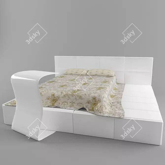 Modern Platform Bed 3D model image 1