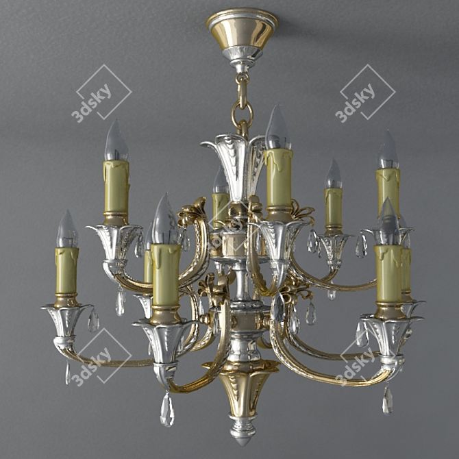 Elegant Candle-Lit Chandelier 3D model image 1