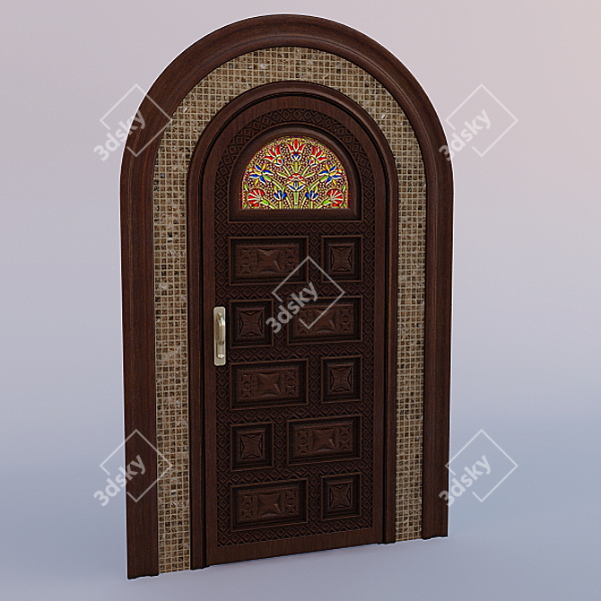 Translate description: Carved Moroccan-style door. Width 90cm.

Moroccan Carved Door 3D model image 1