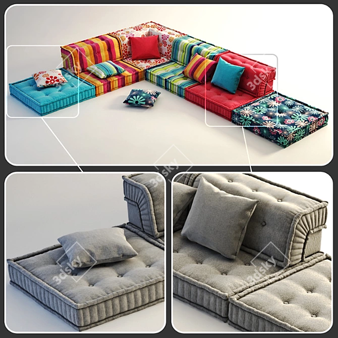 Bohemian Chic Mah Jong Sofa 3D model image 1