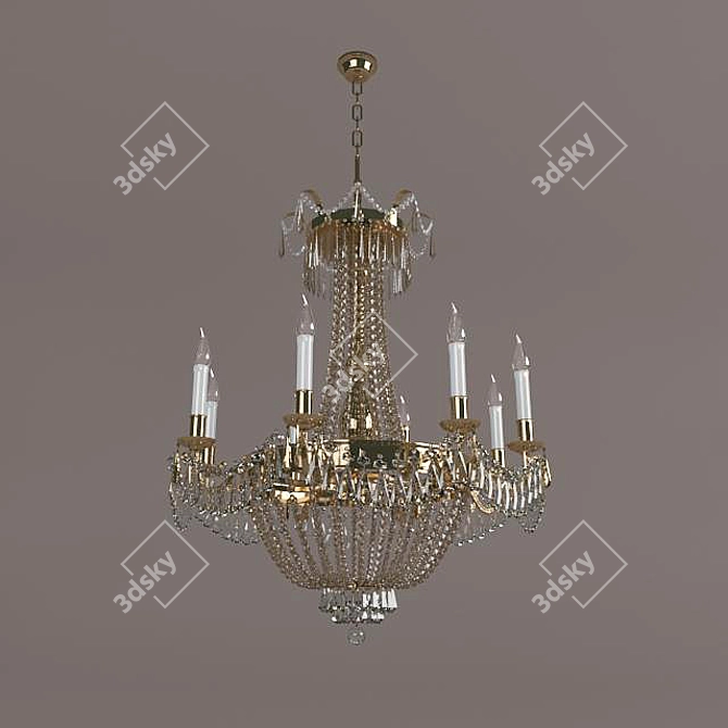 Luxury American Brass & Crystal Chandelier 3D model image 1