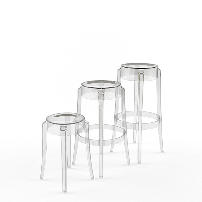Title: Sleek Charles Ghost Bar Stool 3D model image 1