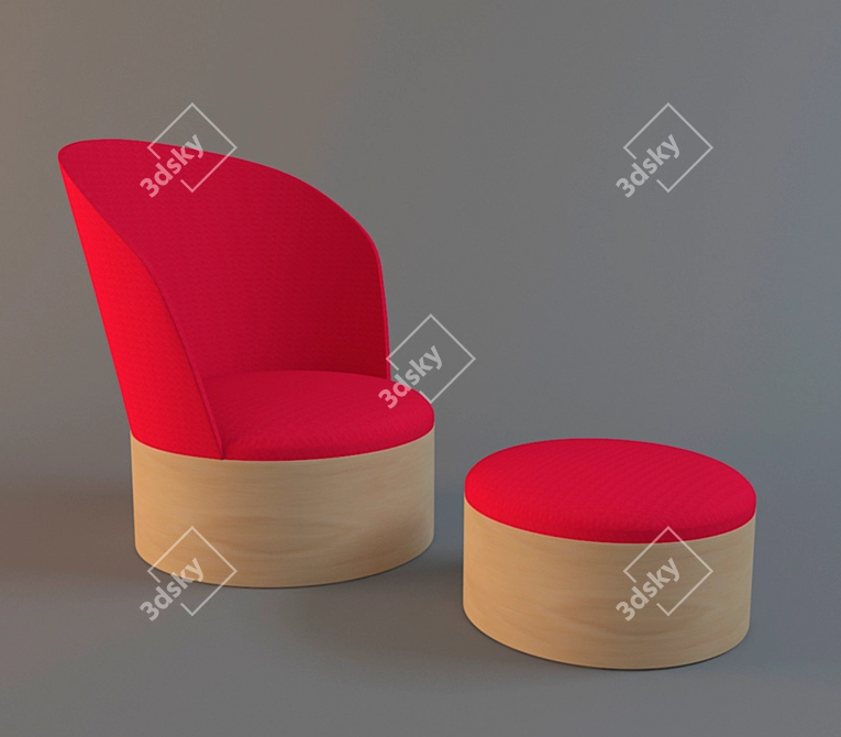 Bia Station Recliner & Ottoman 3D model image 1