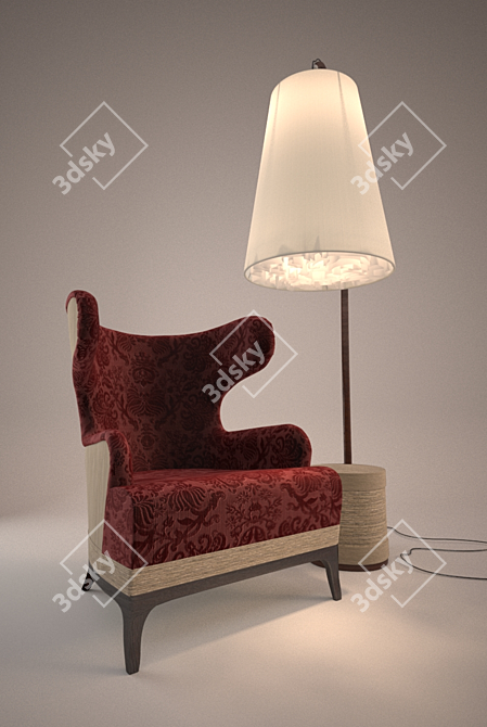 Elegant Combo: Chair & Lamp 3D model image 1