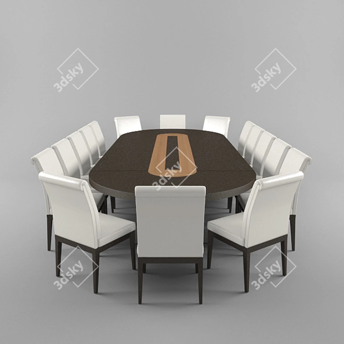 Title: Spacious Conference Table Set 3D model image 1