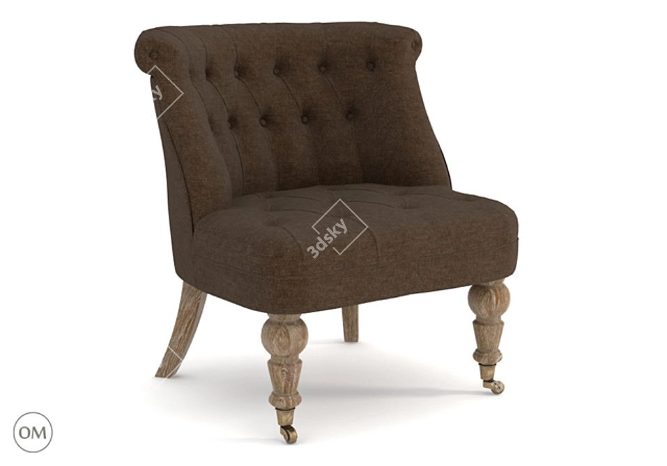 Cozy Brown Puff Chair 3D model image 1