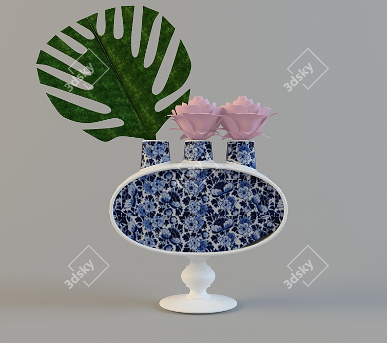 Dazzling Delf Blue Vase 3D model image 1