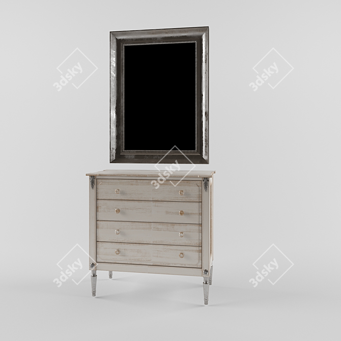 Stylish Vanity Set with Mirror 3D model image 1