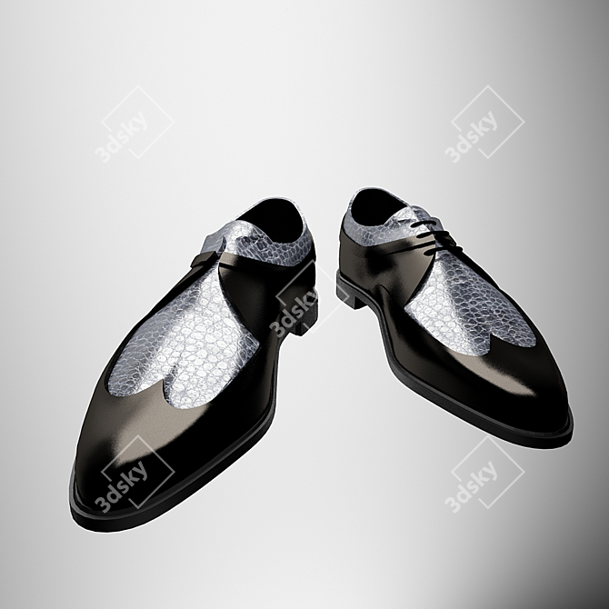 Black Men's Shoes 3D model image 1