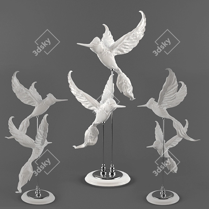 Elegant Hummingbird Sculptures 3D model image 1