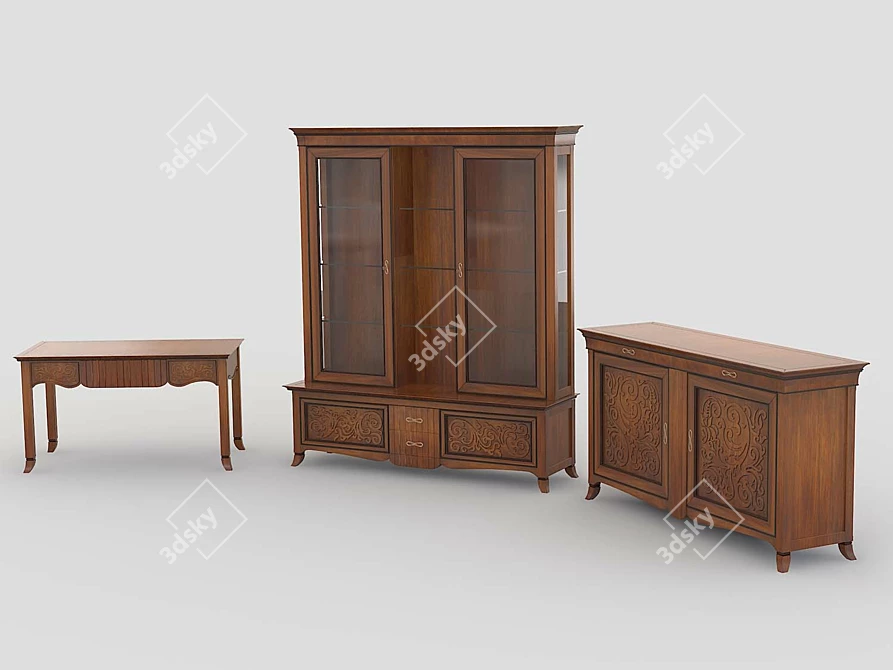 Elegant Italian Deco Furniture Set 3D model image 1