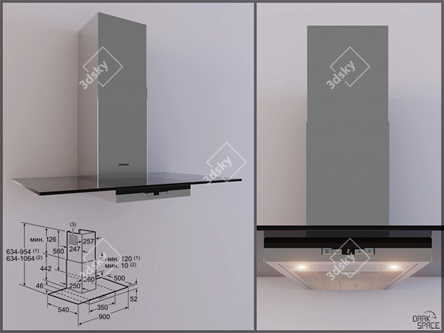 Siemens Wall-mounted Hood LC98GB540 3D model image 1