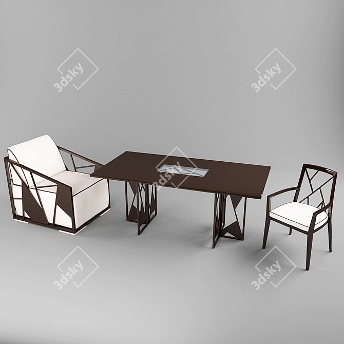 Modern Table and Chair Set 3D model image 1