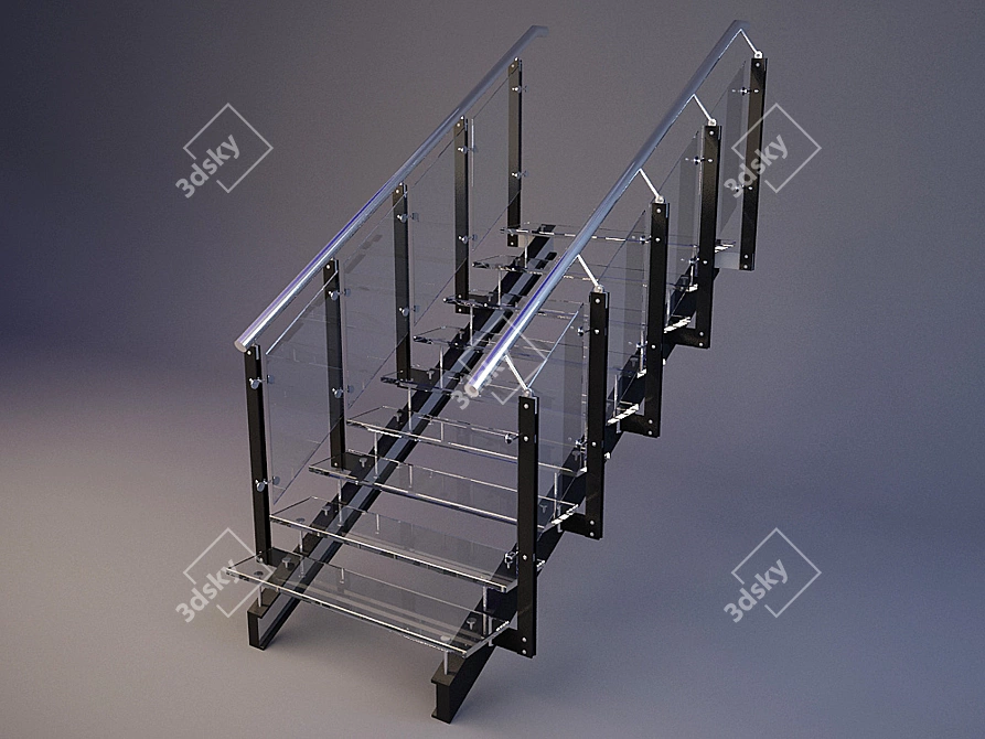 Elegant Glass Staircase 3D model image 1