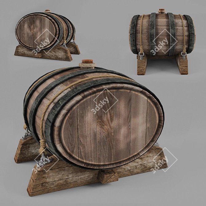 Vintage Ship Barrel: Authentic Nautical Relic 3D model image 1