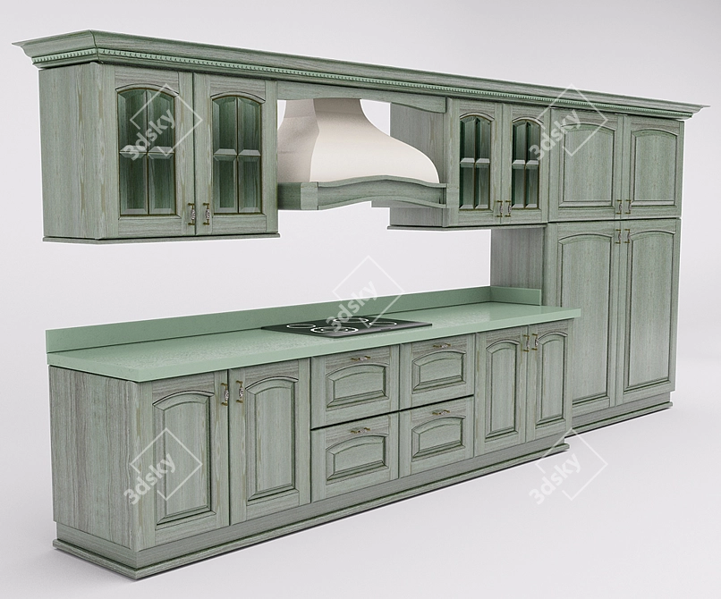 Italian Carrara Kitchen Model 3D model image 1