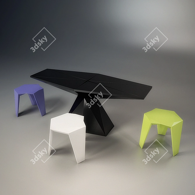 Sleek Vandom Dining Set 3D model image 1