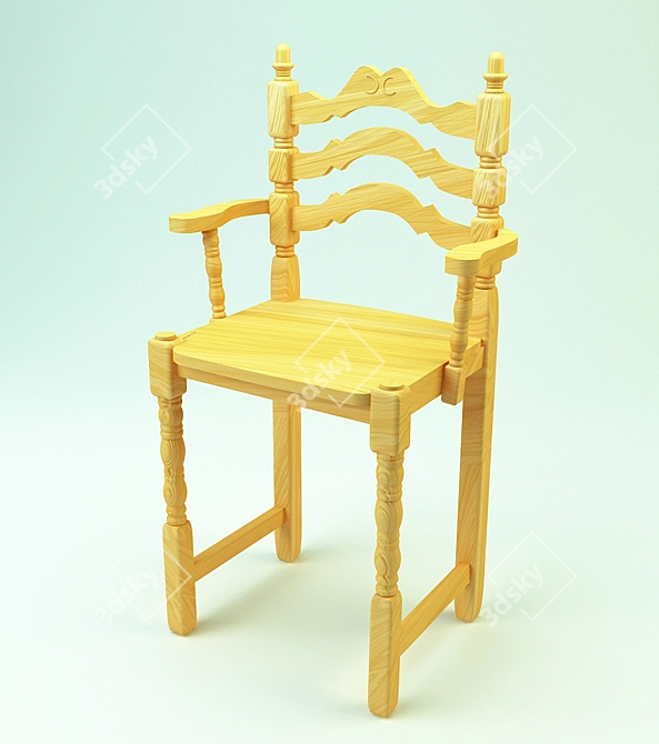 Title: Wooden High Chair 3D model image 1