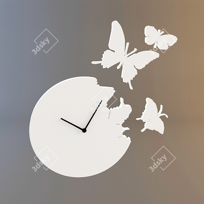 Elegant Butterfly Wall Clock 3D model image 1