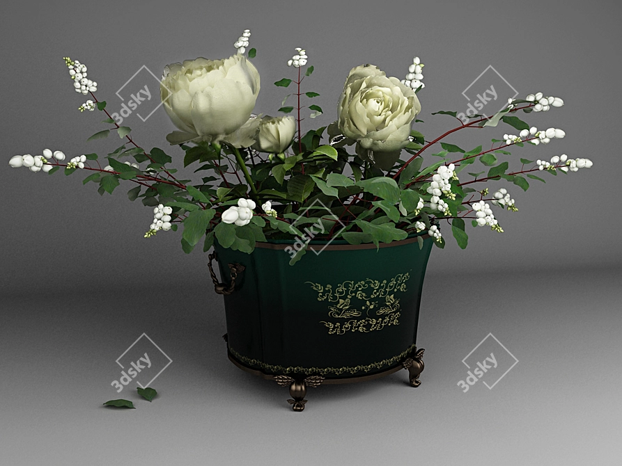 Elegant Floral Creation | Handcrafted Exclusively 3D model image 1