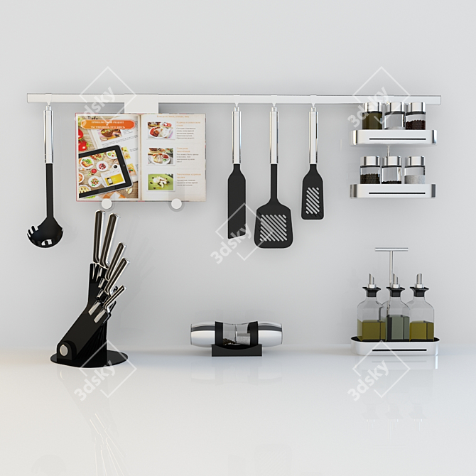 Versatile Kitchen Utensils Set 3D model image 1