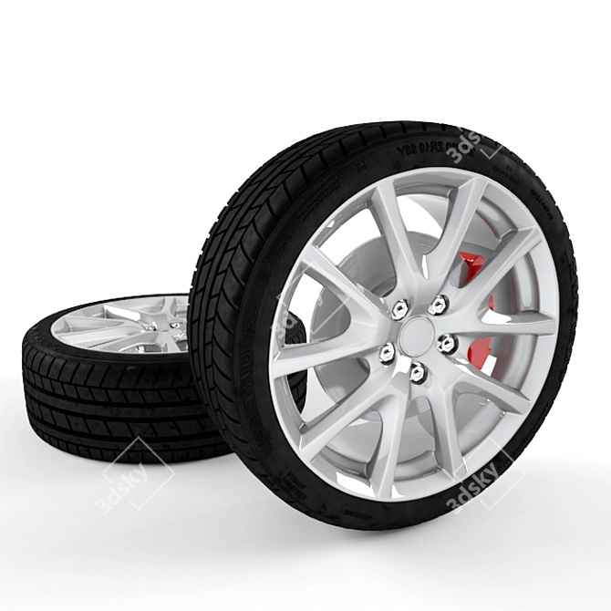 Car Wheel 3D Model 3D model image 1