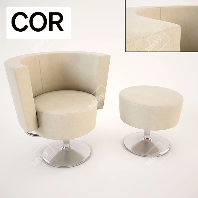 Elegant Comfort Seating Set 3D model image 1