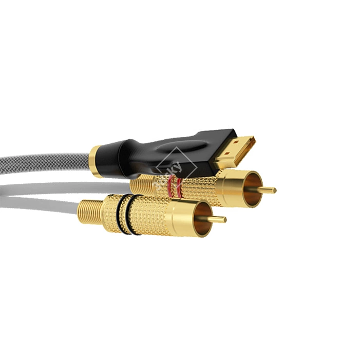 Universal Cable Set: HDMI and Tulip Connector 3D model image 1
